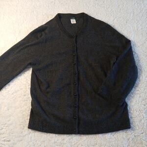 J.Crew Womens Cardigan Grey Size L Merino Wool, Angora Rabbit Hair Cashmere EUC